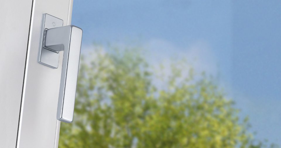 HOPPE-Fenstergriff, Serie Austin, F1 Aluminium silberfarben