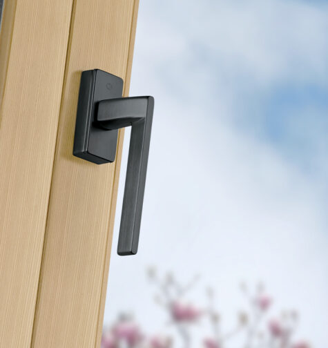 HOPPE-Fenstergriff, Serie Bergamo, F96-1-R schwarz satiniert – Resista