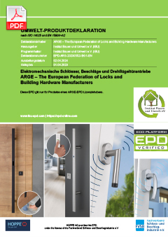 EPD-ARG-20230552-IBG1-EN Umwelt-Produktdeklaration für elektromechanische Schlösser, Beschläge und Drehflügeltürantriebe