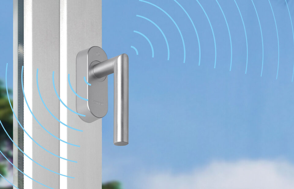 HOPPE-eFenstergriff SecuSignal, Serie Amsterdam, F69 Edelstahl matt
