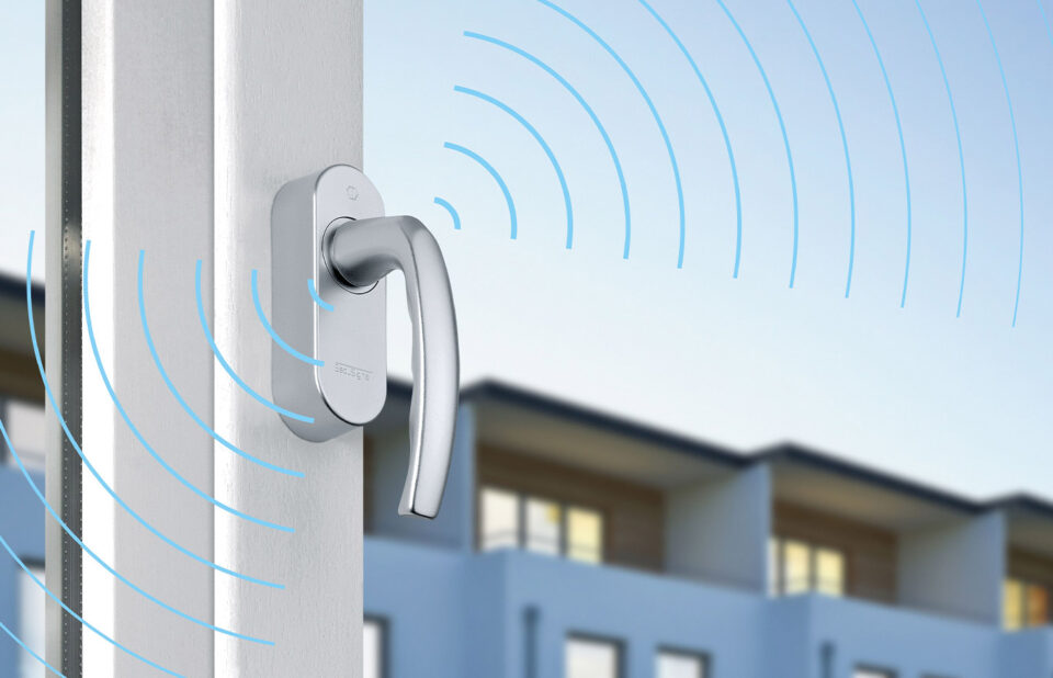 HOPPE-eFenstergriff SecuSignal, Serie Atlanta, F1 Aluminium silberfarben