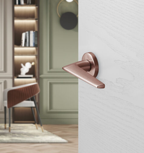 HOPPE door handle set, Macau series, copper-coloured satin – Resista® (F84-1-R)