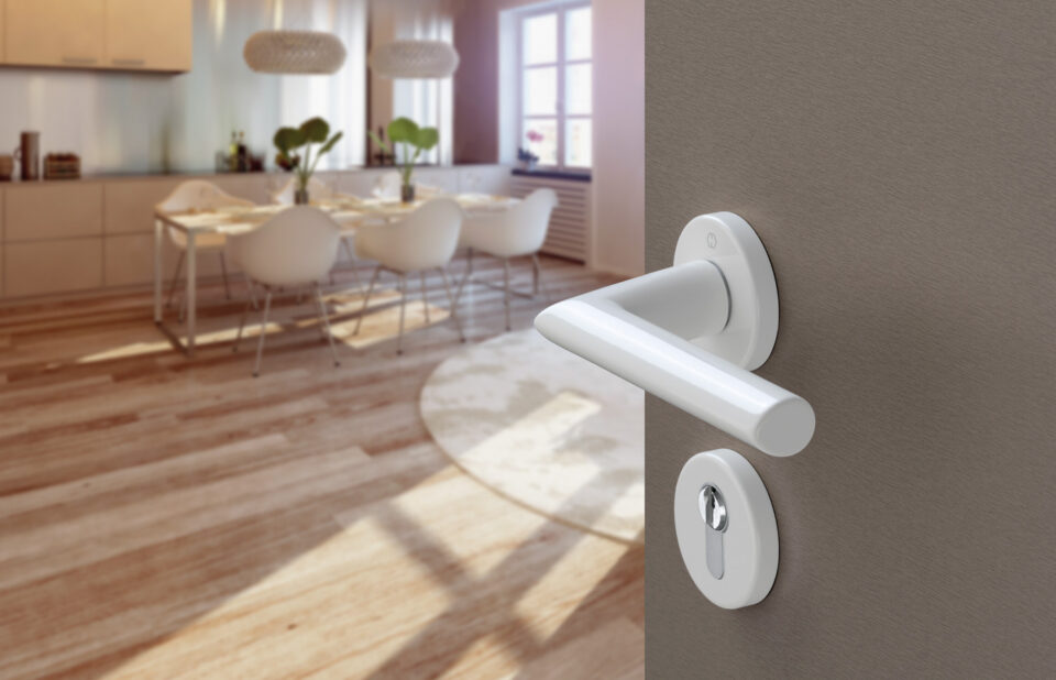 HOPPE door handle set, Stockholm series, F9016 traffic white HOPPE door handle set, Stockholm series, F9016 traffic white