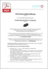 HOPPE EU-Konformitätserklärungfür eTürbeschlag HandsFree (Transponder AKG0241)(0,6 MB)