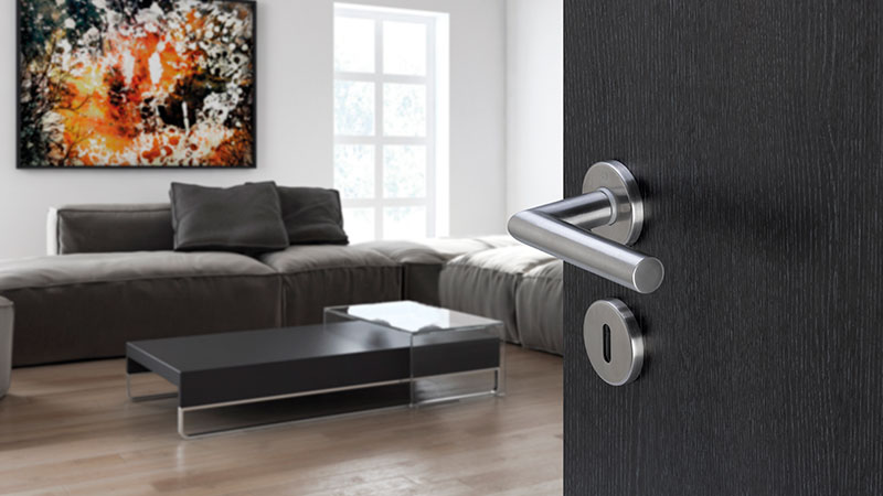 HOPPE door handle set, Amsterdam series, satin stainless steel (F69)