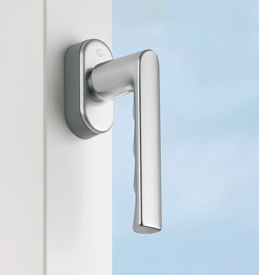 HOPPE-Fenstergriff mit SecuForte, Serie Hamburg, F1 Aluminium silberfarben HOPPE-Fenstergriff mit SecuForte, Serie Hamburg, F1 Aluminium silberfarben