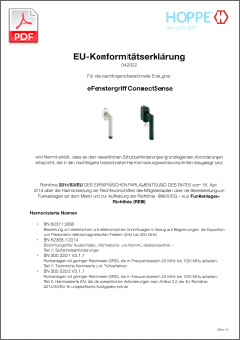 HOPPE Declaración de Conformidad UE eManilla ConnectSense de ventana
