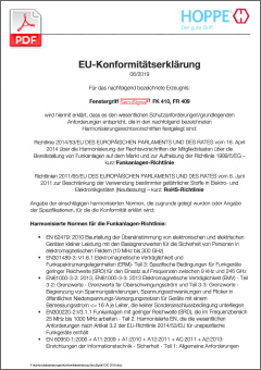 HOPPE Declaración de Conformidad UE eManilla SecuSignal® de ventana 