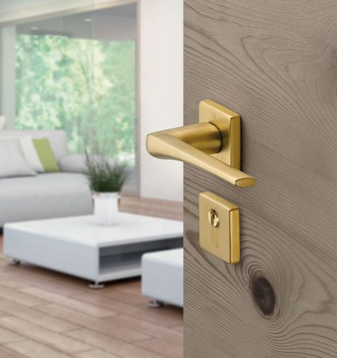 Juego de manillas HOPPE para puertas interiores, Línea Canberra, F78-1-R aspecto latón satinado claro – Resista Juego de manillas HOPPE para puertas interiores, Línea Canberra, F78-1-R aspecto latón satinado claro – Resista