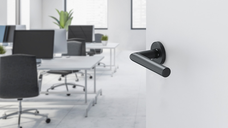 Juego de manillas HOPPE para puertas interiores, línea Amsterdam, F9714M negro mate Juego de manillas HOPPE para puertas interiores, línea Amsterdam, F9714M negro mate