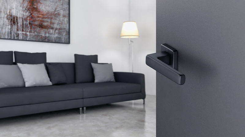 Juego de manillas HOPPE para puertas interiores, línea Toulon, F9714M negro mate Juego de manillas HOPPE para puertas interiores, línea Toulon, F9714M negro mate