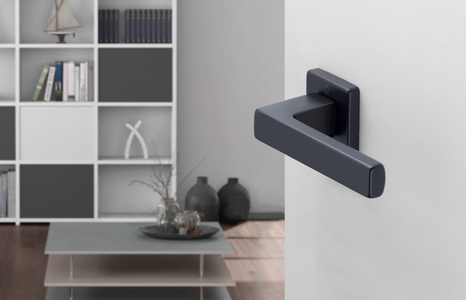 Juego de manillas HOPPE para puertas interiores, línea Austin, F9714M negro mate Juego de manillas HOPPE para puertas interiores, línea Austin, F9714M negro mate