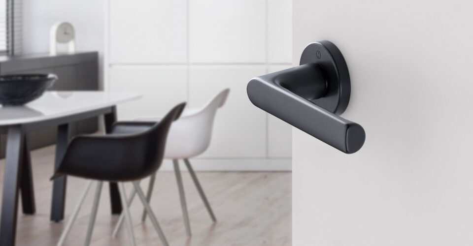 Juego de manillas HOPPE para puertas interiores, línea Hamburg, F9714M negro mate Juego de manillas HOPPE para puertas interiores, línea Hamburg, F9714M negro mate