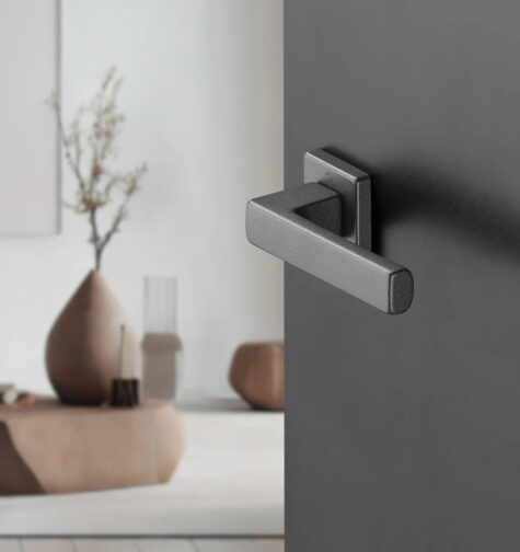 Juego de manillas HOPPE para puertas interiores, línea Toulon, F7302STRUK gris arena texturizado Juego de manillas HOPPE para puertas interiores, línea Toulon, F7302STRUK gris arena texturizado