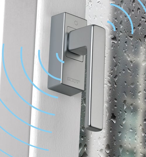 ePoignée de fenêtre SecuSignal HOPPE, ligne Toulon, aspect inox (F9)