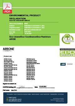 EPD-ARG-20160192-IBG1-EN Environmental Product Declaration for Door closers/Door Coordinators/Door Restrictors - Series