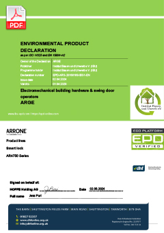 EPD-ARG-20160189-IBG1-EN Environmental Product Declaration for Electromechanical building hardware and swing door operators - Series