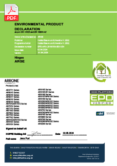 EPD-ARG-20160154-IBG1-EN Environmental Product Declaration for Hinges - Series