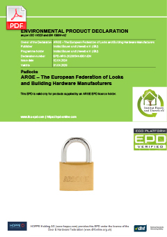 EPD-ARG-20230544-IBG1-EN Environmental Product Declaration for Padlocks