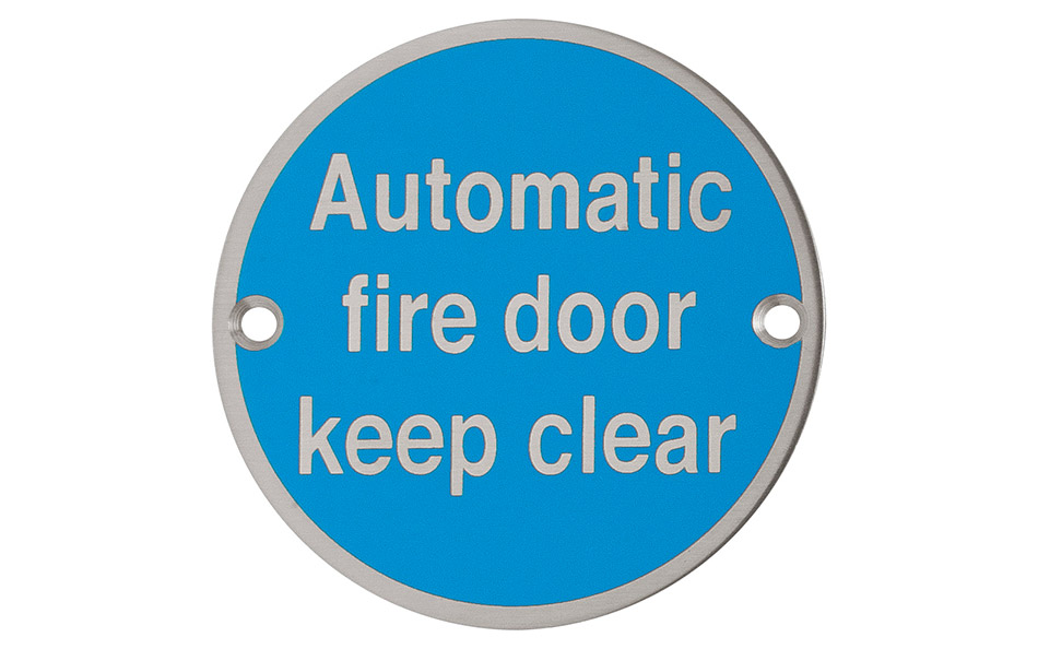 Signage for Fire Doors: "Automatic fire door keep clear" Signage for Fire Doors: "Automatic fire door keep clear"