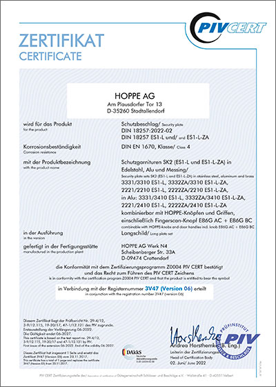 Certificate DIN 18257
