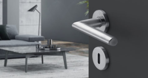 HOPPE stainless steel door handle set on rose, Stockholm series