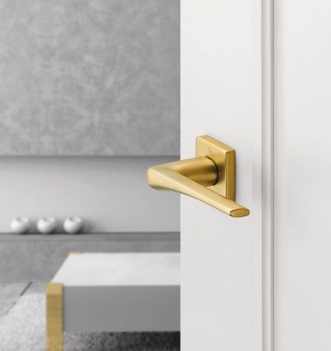 HOPPE door handle set, Canberra series, light satin brass effect – Resista® (F78-1-R)
