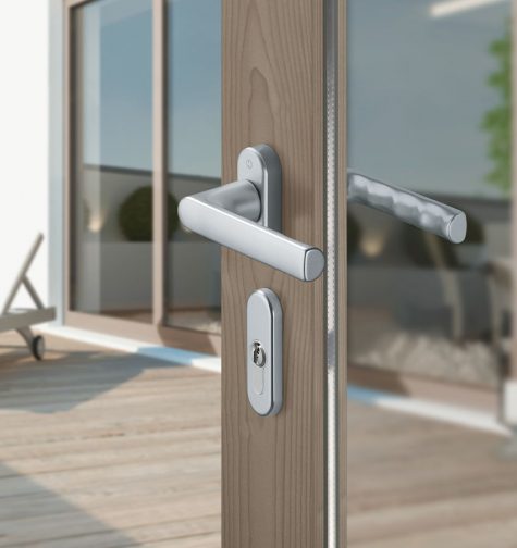 HOPPE handle set for profile doors , Hamburg series, silver effect (F1)