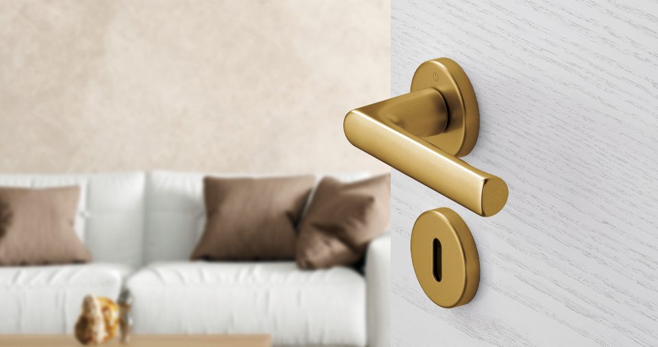 HOPPE door handle set, Hamburg series, aluminium bronze effect (F4)
