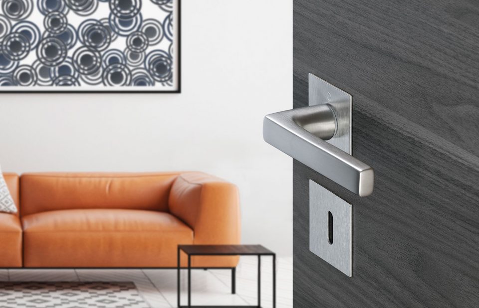 HOPPE door handle set, Dallas series, satin stainless steel (F69)
