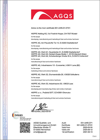 Certificate DIN EN ISO 14001:2015 attachment