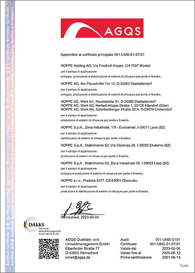 Certificato DIN EN ISO 14001:2015 appendice