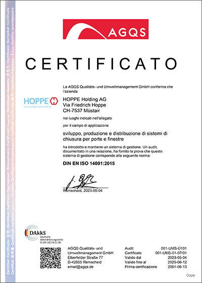 Certificato DIN EN ISO 14001:2015