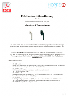 Deklaracja zgodności CE od HOPPE na eKlamkę ConnectSense