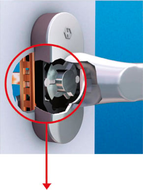 Blocking mechanism of the Secustik window handle Blocking mechanism of the Secustik window handle
