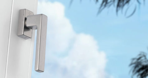 HOPPE aluminium window handle, Austin series, F31-1 aluminium matt stainless steel effect