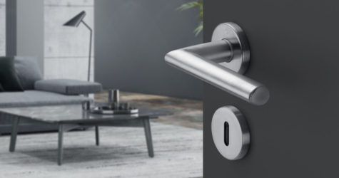 HOPPE stainless steel handle set for interior doors, Stockholm series, F69 satin stainless steel