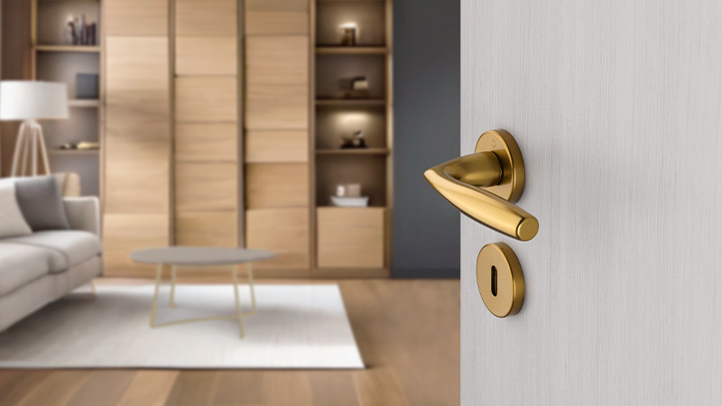 HOPPE door handle set, Vitória series, F4 aluminium bronze effect