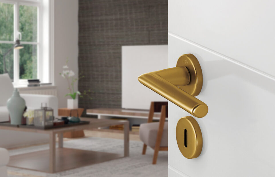 HOPPE door handle set, Stockholm series, F4 aluminium bronze effect