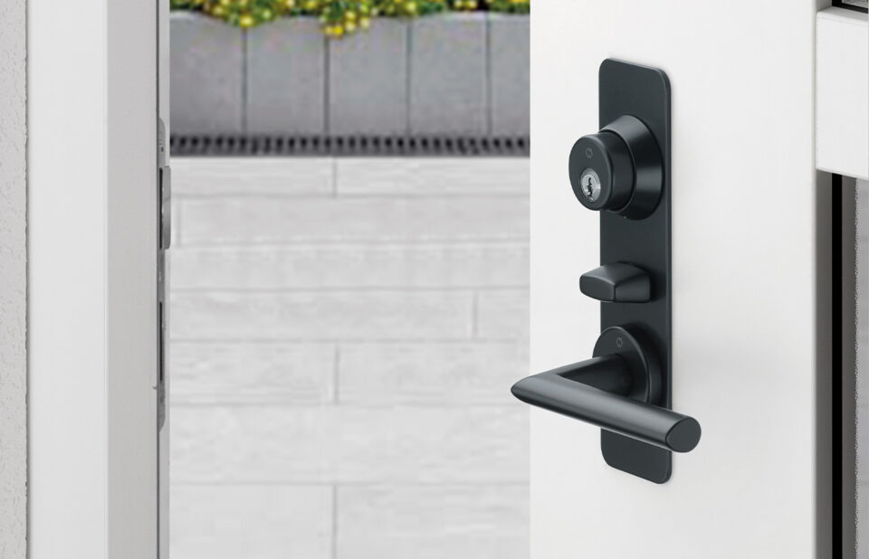 HOPPE door handle set for the entrance door, Stockholm series, F9714M matt black