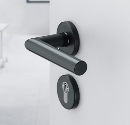 HOPPE stainless steel handle set for interior doors, Amsterdam series, F9714M matt black