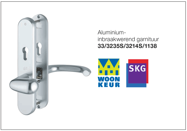 HOPPE-inbraakwerende garnituren uit massief aluminium met 3-sterren SKG® (WK2 + 3) conform NEN 5089:2009
